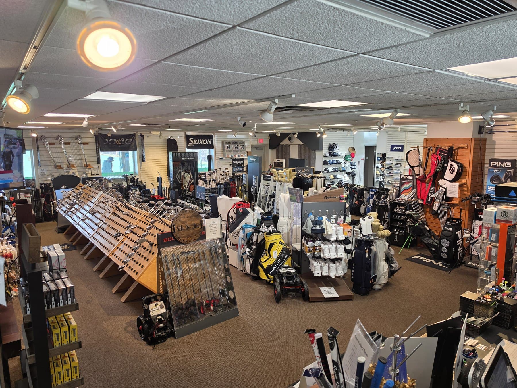 Dream Golf pro shop interior with golf products on display